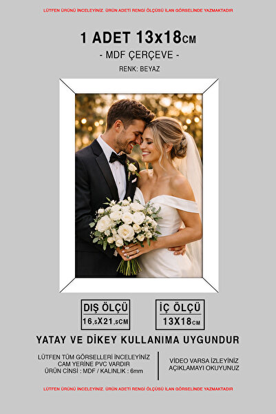 yhfoto 1 Adet 13x18 Çerçeve - Fotoğraf Çerçevesi - Mdf Çerçeve - Resim Çerçev...