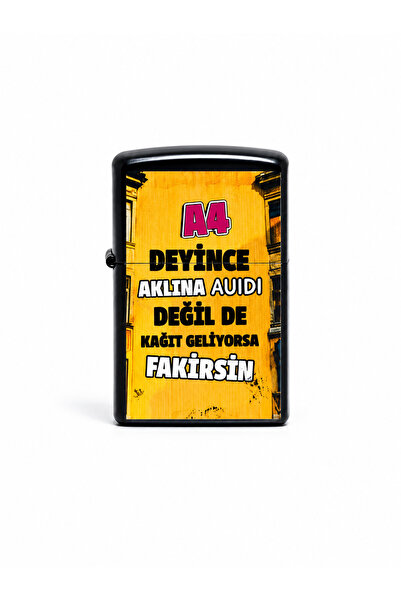 ONRSTORE Baskılı Benzinli Metal Çakmak – Klasik Kapaklı Doldurulabilir Çakmak