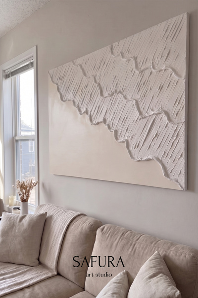 Safura Art Studio Dokulu Tablo – El Yapımı 3 Boyutlu Alçı Minimalist Doku, Mo...
