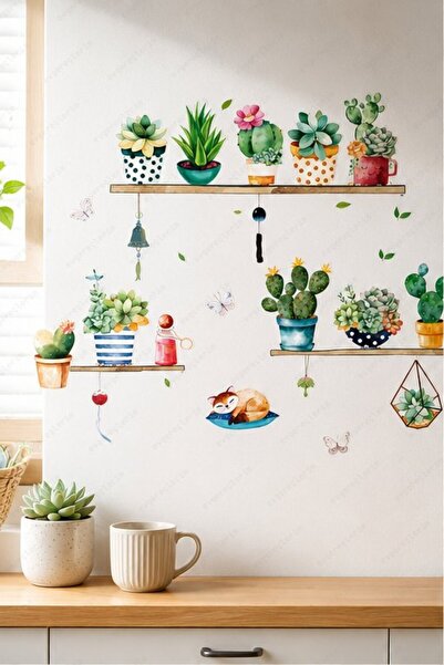 Evgereçlerim Dekoratif Duvar Sticker Seti Raf Tasarımlı Yapışkanlı Mutfak Ban...