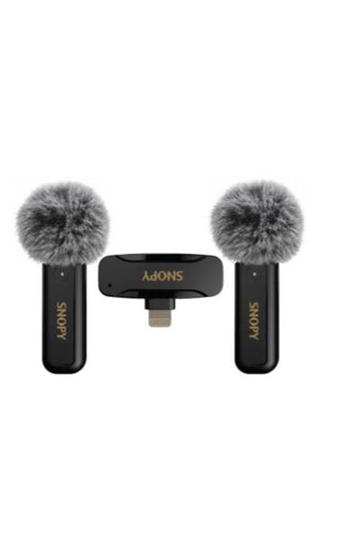 Universal Snopy Sn-Mw80 Black 2-Microphone Wireless Lightning Lavalier Microp...