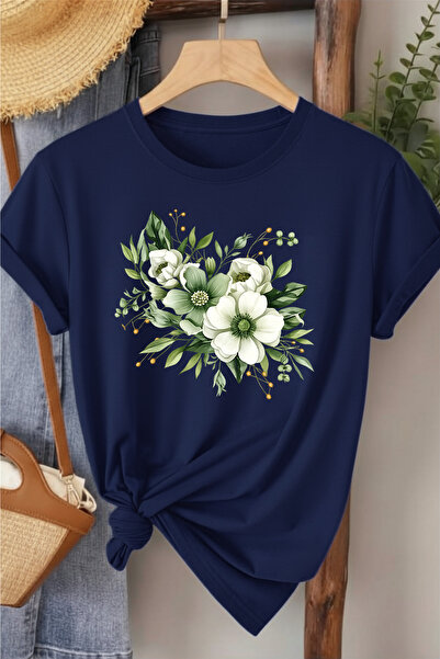 l'eivor Green Floral Printed Women's Cotton T-Shirt