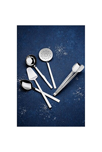 Empressco 5-Piece Steel Serving Set: Ladle, Colander, Tongs, Spoon, Spatula
