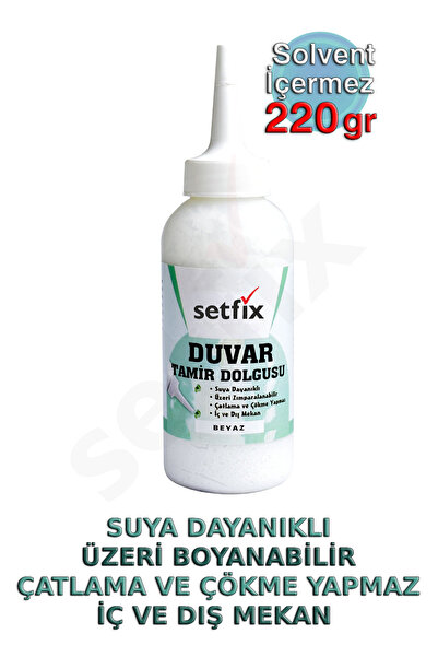 Setfix Beyaz Duvar Tamir Dolgusu, 220gr / Suya Dayanıklı, Boyanabilir, Zımpar...