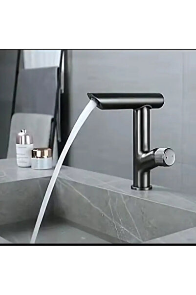 ALFAS Antrasit Modern 360 Döner Banyo Lavabo Bataryası Gun Metal (Pirinç)