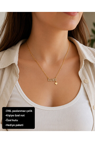 HER ŞEY NOTA www.herseynota.com Amorelle Love Heart Women's Necklace 316L Sta...
