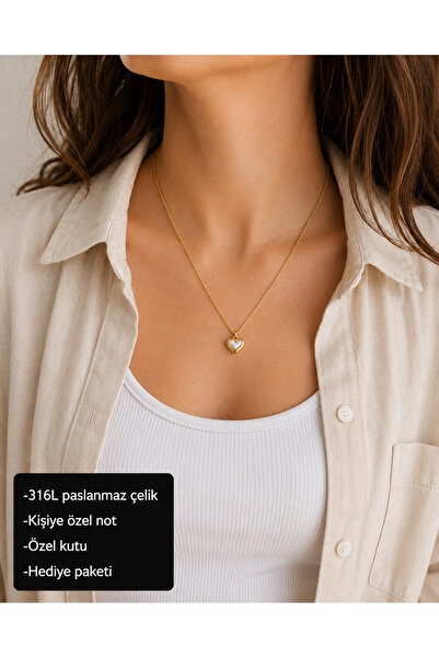 HER ŞEY NOTA www.herseynota.com Elara Heart Women Necklace 316L Stainless Ste...