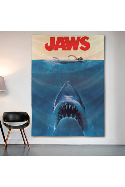 Geek Cultcha سجادة حائط من Jaws، ملصق من قماش الساتان عالي الجودة