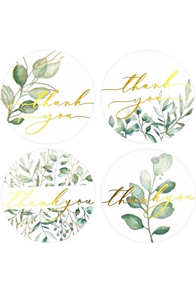 Arabest 500 Pcs Roll Thank You Stickers,Greenery Gold Foil,3.8 cm,4 Designs,f...