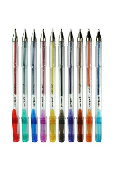Titanum Set 10 pixuri gel cu sclipici Fun&Joy, Titanum, 1 mm, Multicolor