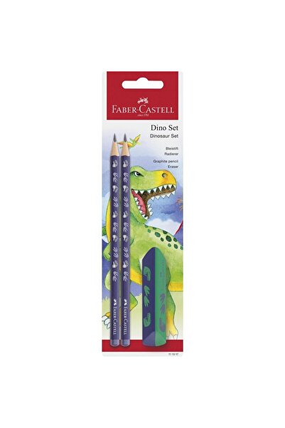 OEM Set scolar Faber-Castell Dinozaur, creioane triunghiulare, cu imprimeu di...