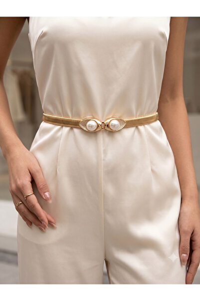 BİJU YILMAZ 26Kmr11 Gold Vip Belt with Pearls