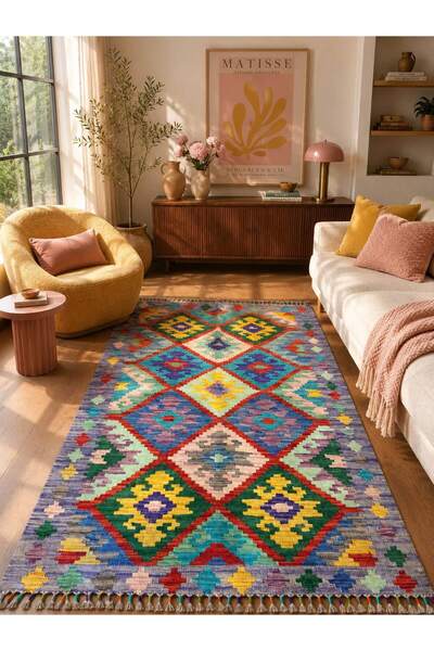 DOGANLAR ANTIQ MİRAS El Dokuma 124 Multy Kök Boya Yün Kilim-98x146