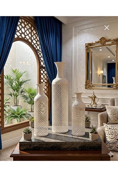 Binshihon Home طقم مزهريات ( فازات ) عالية الجودة , حديد لون ابيض