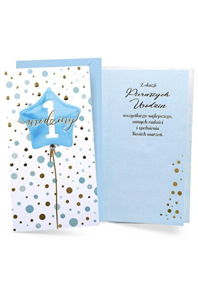 KUKARTKA Karnet de Urodzina PM-344, cu balon albastru, design elegant, pentru...