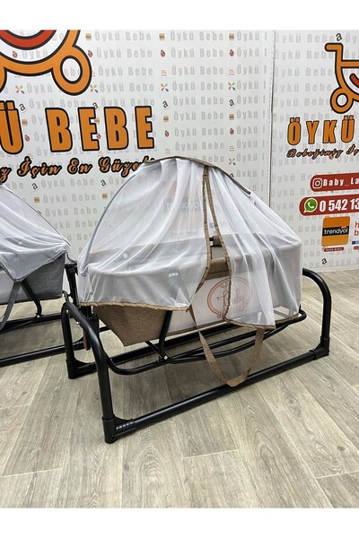 ÖYKÜ BEBEK DUNYASI Çift Sallanır Oyuncaklı Cibinlikli Anakucağı