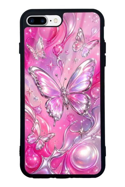 Spoyi iPhone 7 Plus Pink Prism Butterfly Design Glossy Phone Case