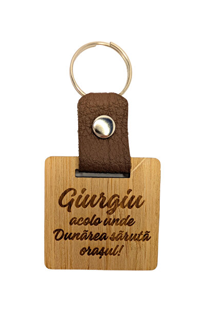 Danube souvenirs Breloc din lemn personalizat “Giurgiu - acolo unde Dunărea s...