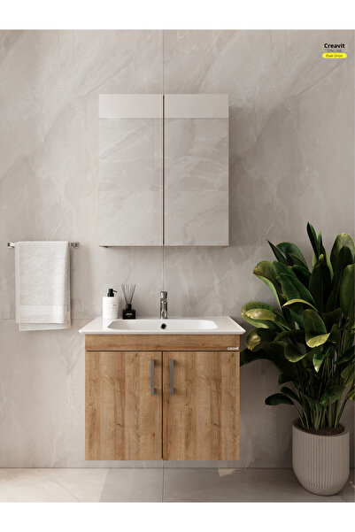 Creavit E10 65 Cm Everest Kapaklı Lavabo Dolabı İkili Set