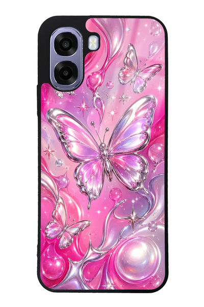 Spoyi Oppo A6T Pink Prism Butterfly Tasarımlı Glossy Telefon Kılıfı