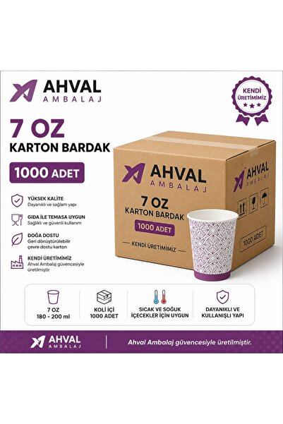 AHVAL AMBALAJ 7 oz Karton Bardak 1000 Adet