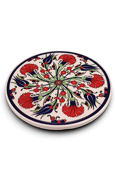 Zeem Handmade Ceramic İznik Çini Desenli Seramik Nihale Kırmızı Karanfil Koba...