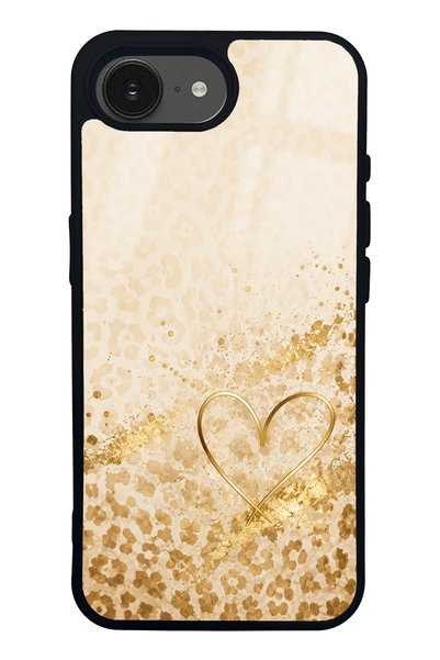 Spoyi iPhone 16E Golden Heart Glow Design Glossy Phone Case
