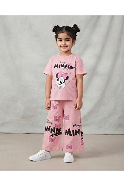 Egelite Girl's Minnie Printed Summer Wide-Leg Pants and T-Shirt Set for Ages ...