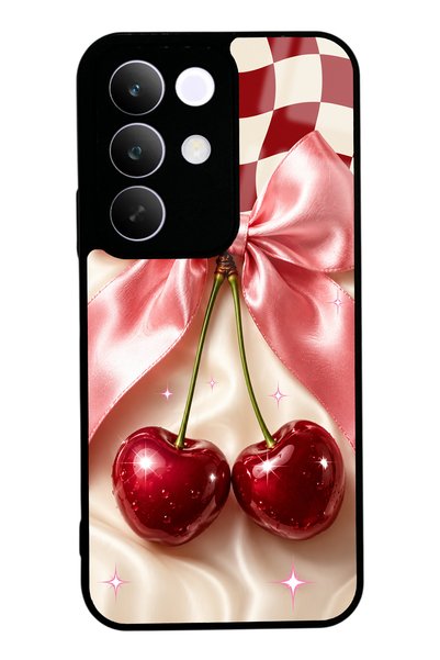 Spoyi حافظة هاتف لامعة بتصميم Realme C85 Cherry Picnic Bow