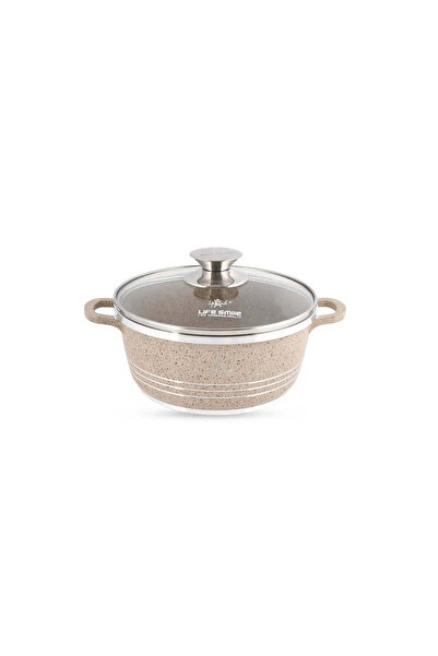 Lifesmile Life Smile 20 cm Oven-Safe Granite Coating Cooking Pot with Glass L...
