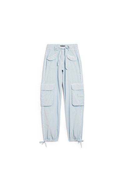 Desigual Pantaloni de damă din material textil 26SWPW25 Albastru