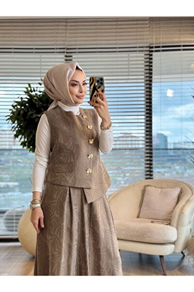 ORHAN STORE 02-2820 طقم سترة ذاتية التصميم باللون الكاكي