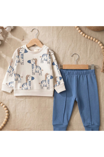 air baby Horse Patterned 100% Cotton Interlock 2-Piece Baby Boy Set