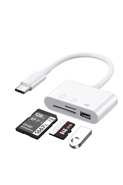 Lunatic 3252 Usb Type C To Sd Microsd Tf Kart Okuyucu Usb 3in1 Çevirici Dönüş...