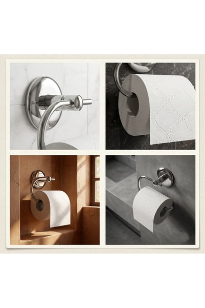 EMPA METAL Classic Series Chrome Stainless Steel Set of 4 Wc Paper Holder Round Towel Holder Brush Holder Soap Holder