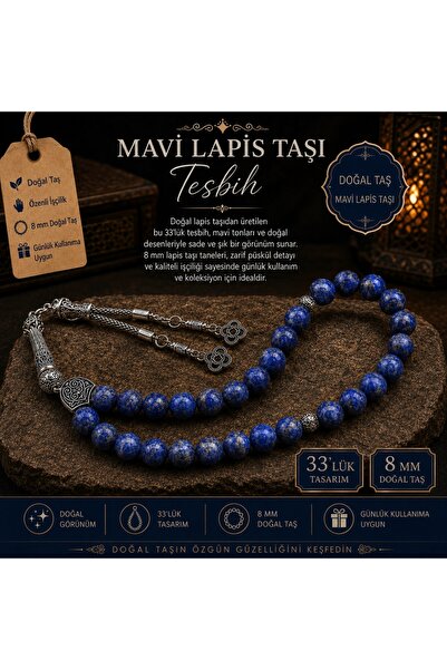 Liacharm Lapis Lazuli Natural Stone Prayer Beads 33 Pieces 8 mm Special Cut B...