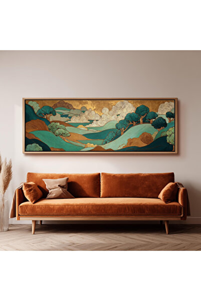 dekorodam Ahşap Çerçeveli Panoramik Oturma Odası Salon Tablosu