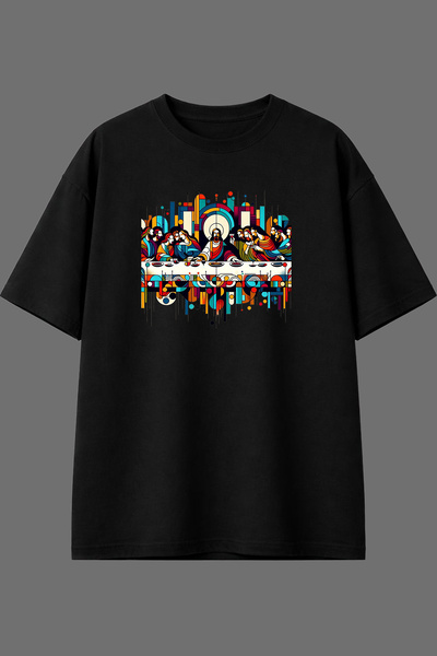 VSRN Tricou oversize negru cu imprimeu frontal 12Li Table Design