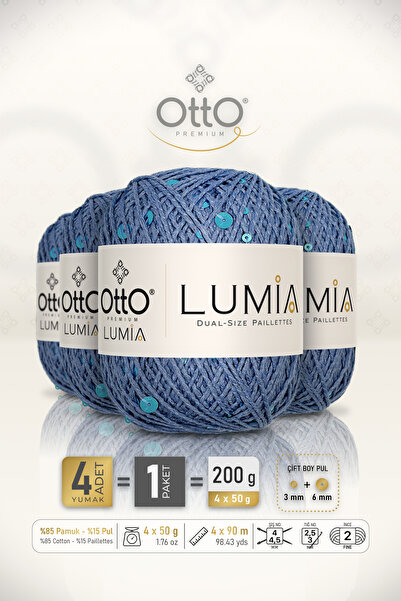 Otto لوميا - ترتر أزرق نيلي-فيروزي (9441) - عبوة من 4 قطع × 90 متر/50 جرام - ...