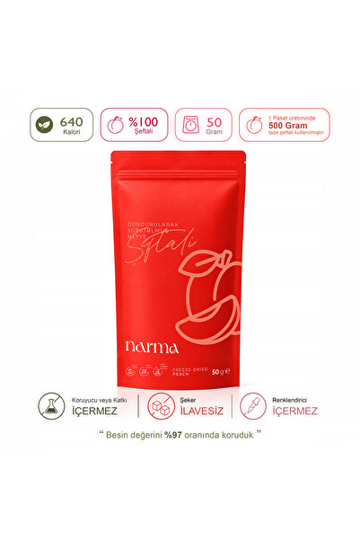 Narma Şeftali Dondurularak Kurutulmuş 50 Gr Freeze Dried Çıtır Şeftali Kuru M...