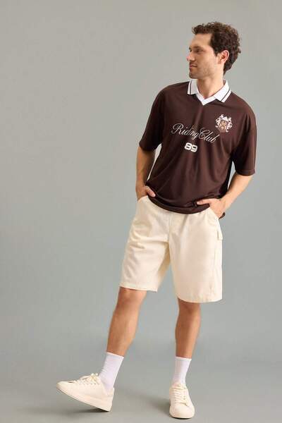 DeFacto Relax Fit Elastic Waist Ecru Bermuda Shorts H7661Ax26Hs