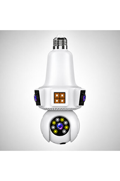 BSG TECH Cameră de supraveghere WiFi tip bec 1080p, 3 lentile, 360 ° Zoom 10X...