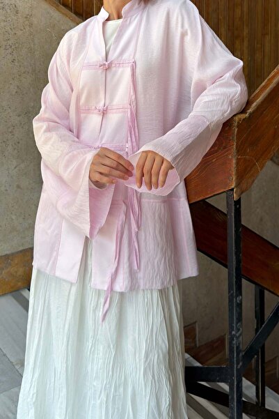 Faya Boutique Pembe Miyori Vual Keten Tunik