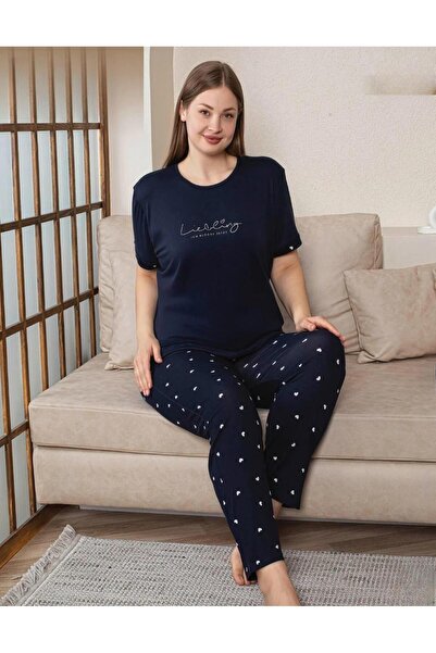 Pijamoni BATTAL MİLAN BİSİKLET YAKA KISAKOL PİJAMA TAKIM 7665
