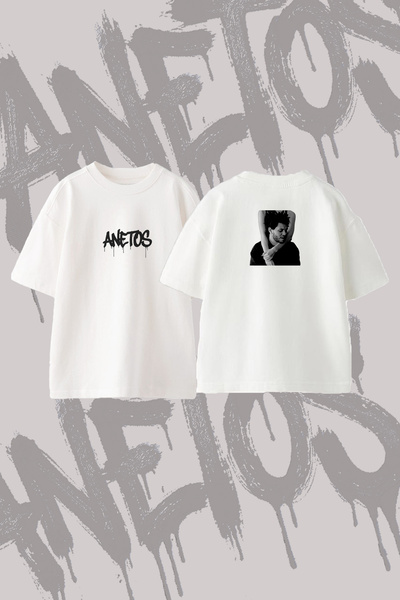 Anetos تي شيرت The Weeknd_23 مصنوع من القطن الأبيض المطبوع من الخلف بمقاس كبير
