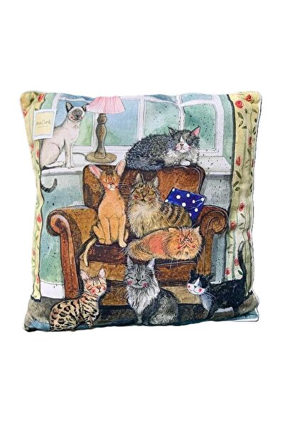 Alex Clark Perna decorativa Dom plin de pisici, imprimeu cu pisici, 45x45 cm,...