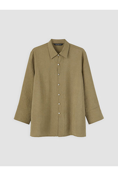 LC Waikiki Lcw Modest Khaki Modal Blended Women's Shirt Tunic