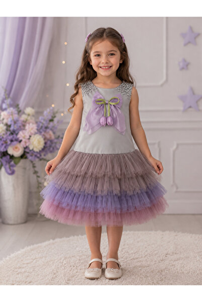 Lindissima Ombre Tulle Detailed Girls' Dress