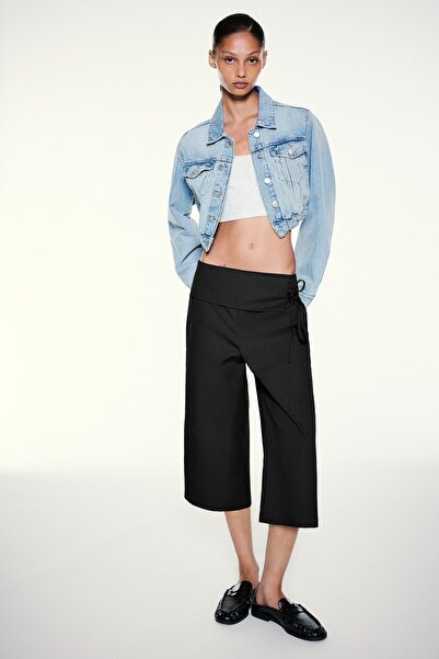 Pull & Bear Bağlamalı kuşaklı culotte pantolon