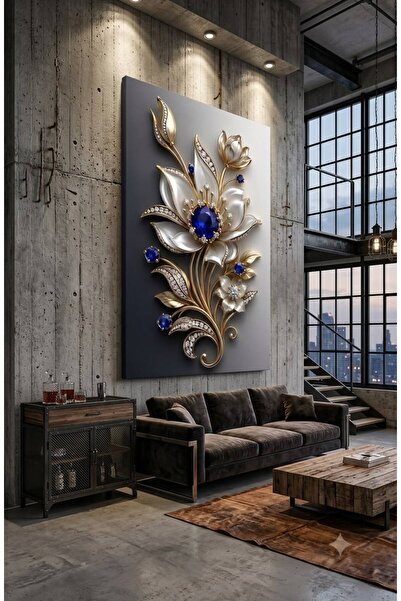 zeyrada Premium 3D Efektli Özel Tasarım Altın Varaklı, Safir Taşlı ve Kristal...